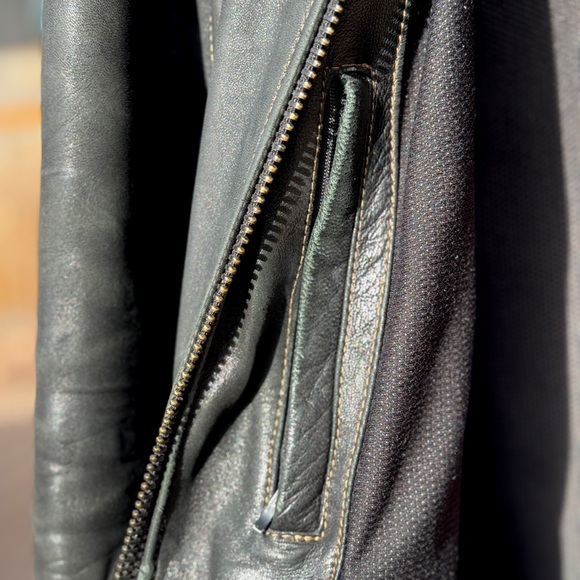 Marc New York Black Genuine Leather Cafe’ Racer Style Motorcycle Jacket - Picture 9 of 13
